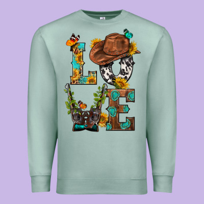 Western Love With Gun Premium Sweatshirt Designed By Bundleandbundleshop