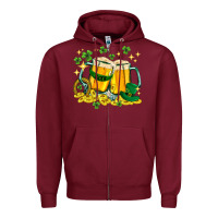 Burgundy St. Patrick's Day beer Zipper Hoodie - HowdyJamesFarm