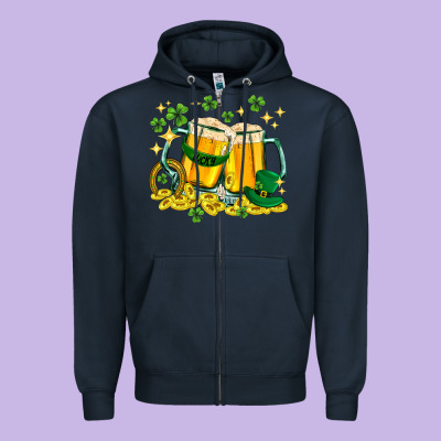 St. Patrick's Day Beer Zipper Hoodie Designed By Howdyjamesfarm
