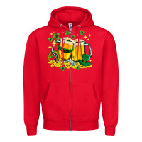 Red St. Patrick's Day beer Zipper Hoodie - HowdyJamesFarm
