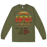 Army Green Birthplace Earth Race Human Peace Sign Hippie Long Sleeve Tee - Bettercallsaul