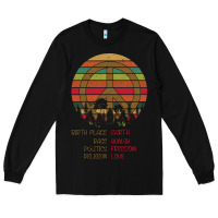 Black Birthplace Earth Race Human Peace Sign Hippie Long Sleeve Tee - Bettercallsaul