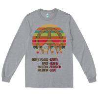 Heather Grey Birthplace Earth Race Human Peace Sign Hippie Long Sleeve Tee - Bettercallsaul