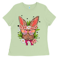Matcha bunny with floral Ladies Tee - MaliasSmallBusiness