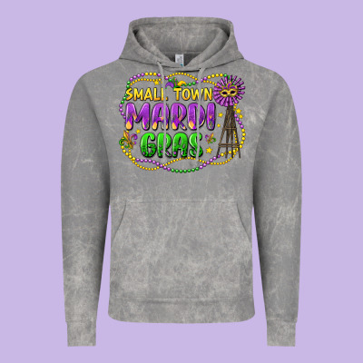 Small Town Mardi Gras Vintage Hoodie Designed By Lillyallendesigns