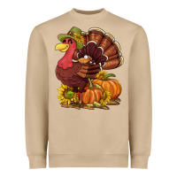 Mushroom Thanksgiving turkey with pumpkin and sunflower Heavyweight Sweatshirt - NancyCooperArtShop