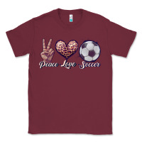 Burgundy peace love soccer Classic Tee - JahusDesignShop