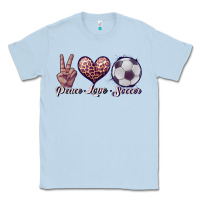 Dusty Blue peace love soccer Classic Tee - JahusDesignShop