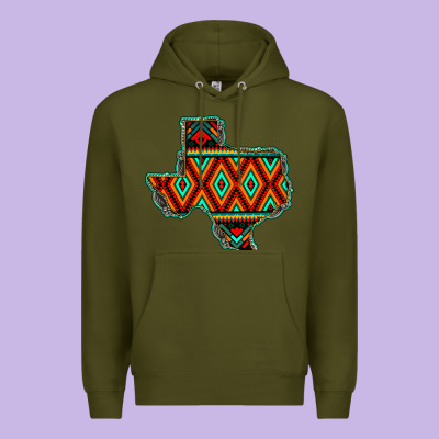 Texas Map With Aztec Background Premium Hoodie Designed By Jahusdesignshop