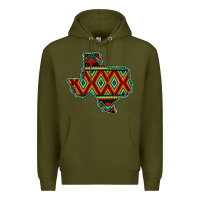 Army Green Texas Map With Aztec Background Premium Hoodie - JahusDesignShop