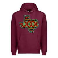 Burgundy Texas Map With Aztec Background Premium Hoodie - JahusDesignShop