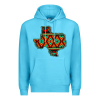 Ocean Blue Texas Map With Aztec Background Premium Hoodie - JahusDesignShop