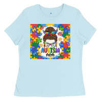 Baby Blue autism mom Ladies Tee - MaliasSmallBusiness