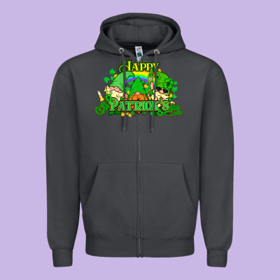 St. Patrick's Day Gnomes Zipper Hoodie Designed By Howdyjamesfarm