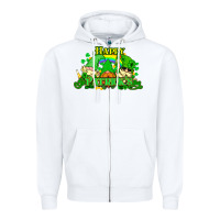 White St. Patrick's Day gnomes Zipper Hoodie - HowdyJamesFarm