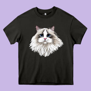 Ragdoll Face Cat Heavy Core Tee Designed By Lillyallendesigns