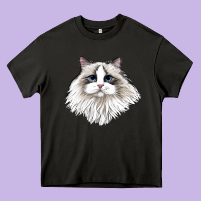 Ragdoll Face Cat Heavy Core Tee Designed By Lillyallendesigns