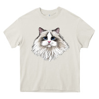 Cream Ragdoll Face Cat Heavy Core Tee - LillyAllenDesigns