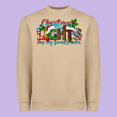 Christmas Lights Are My Favorite Heavyweight Sweatshirt Designed By Texasbilliewilder