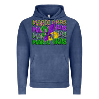 Vintage Denim mardi gras with fleur de lis Vintage Hoodie - LillyAllenDesigns