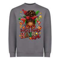Storm santas favorite hair stylist afro messy bun Heavyweight Sweatshirt - texasbilliewilder