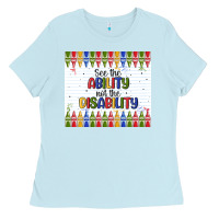 Baby Blue see the ability not the disability Ladies Tee - MaliasSmallBusiness