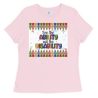 Bubblegum Pink see the ability not the disability Ladies Tee - MaliasSmallBusiness