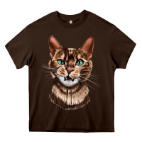 Chocolate Brown Bengal Cat Face Heavy Core Tee - LillyAllenDesigns