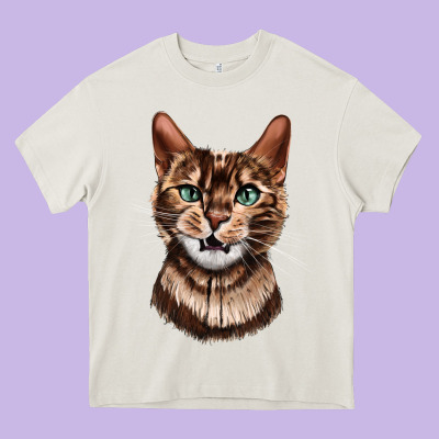 Bengal Cat Face Heavy Core Tee Designed By Lillyallendesigns