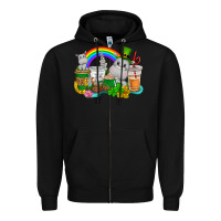 Black St. Patrick's Hippopotamus coffee cups Zipper Hoodie - CowGirlArtShop