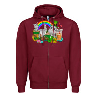 Burgundy St. Patrick's Hippopotamus coffee cups Zipper Hoodie - CowGirlArtShop