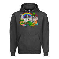 Charcoal Heather St. Patrick's Hippopotamus coffee cups Zipper Hoodie - CowGirlArtShop