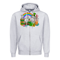 Heather Grey St. Patrick's Hippopotamus coffee cups Zipper Hoodie - CowGirlArtShop