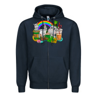 Navy St. Patrick's Hippopotamus coffee cups Zipper Hoodie - CowGirlArtShop