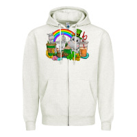 Oatmeal Heather St. Patrick's Hippopotamus coffee cups Zipper Hoodie - CowGirlArtShop
