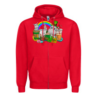 Red St. Patrick's Hippopotamus coffee cups Zipper Hoodie - CowGirlArtShop