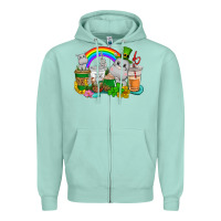 Seafoam St. Patrick's Hippopotamus coffee cups Zipper Hoodie - CowGirlArtShop