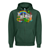 Sports Green St. Patrick's Hippopotamus coffee cups Zipper Hoodie - CowGirlArtShop