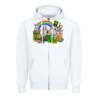 White St. Patrick's Hippopotamus coffee cups Zipper Hoodie - CowGirlArtShop