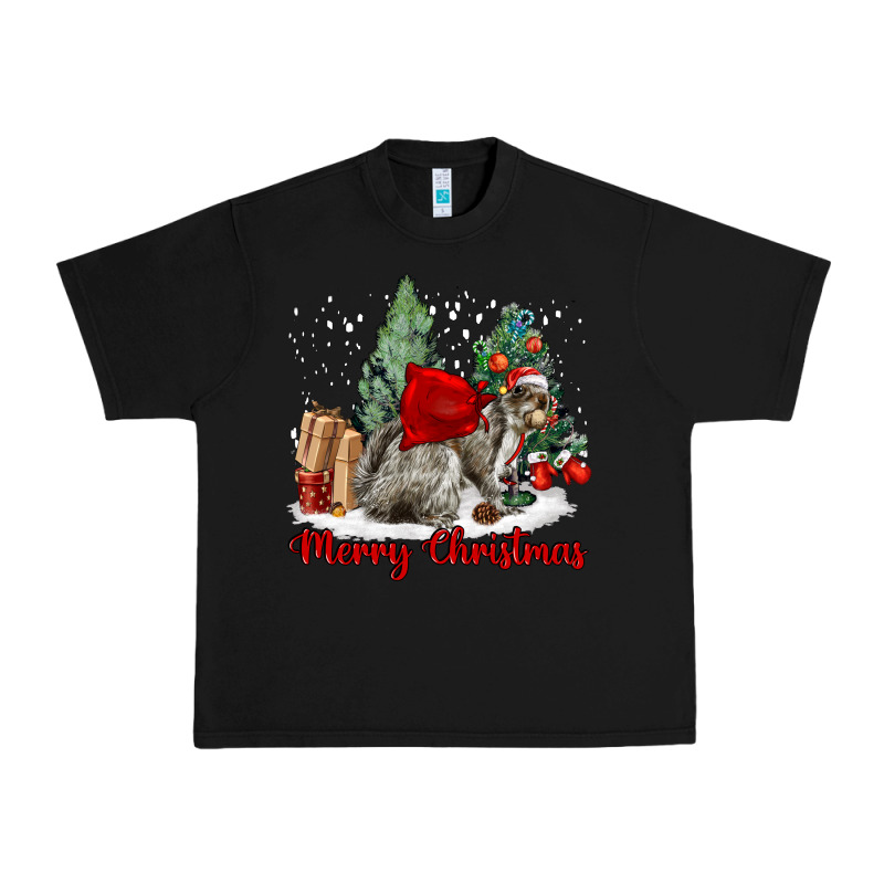 Merry Christmas Gray Squirrel Urban Heavy Tee by LillyAllenDesigns | Teevron