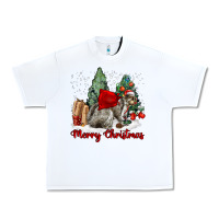 White Merry Christmas Gray Squirrel Urban Heavy Tee - LillyAllenDesigns