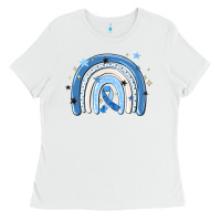White in april wear blue autism awareness Ladies Tee - MaliasSmallBusiness