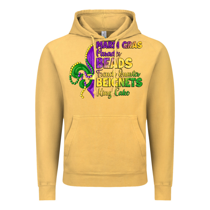 Mardi Gras Parades Beads French Quarter Beignets K Vintage Hoodie by LillyAllenDesigns | Teevron