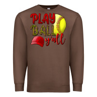 Chestnut Play Ball Y'all Softball Premium Sweatshirt - BundleAndBundleShop
