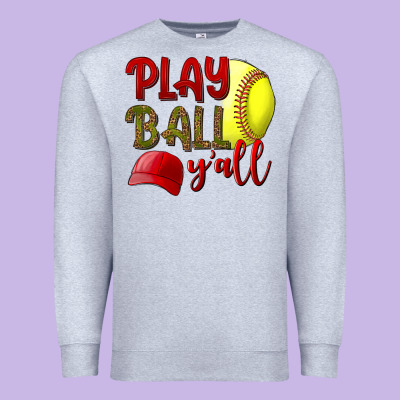 Play Ball Y'all Softball Premium Sweatshirt Designed By Bundleandbundleshop