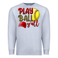 Heather Grey Play Ball Y'all Softball Premium Sweatshirt - BundleAndBundleShop