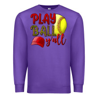 Purple Play Ball Y'all Softball Premium Sweatshirt - BundleAndBundleShop
