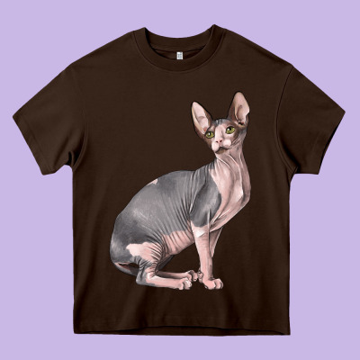 Sphynx Cat Heavy Core Tee Designed By Lillyallendesigns