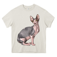 Cream Sphynx Cat Heavy Core Tee - LillyAllenDesigns