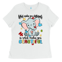 White what makes you different is what makes you beautif Ladies Tee - MaliasSmallBusiness